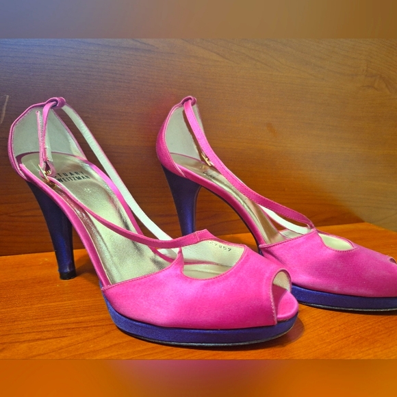 Stuart Weitzman pink/purple satin heels 37 1/2 - Picture 2 of 4